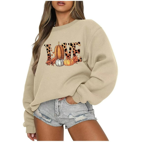 Inverlee Women's Halloween Sweatshirts Plus Size Pumpkin Ghost Graphic T-shirt Soft Crewneck Sweatshirt Long Sleeve Holiday Pullover Tops Halloween Gifts