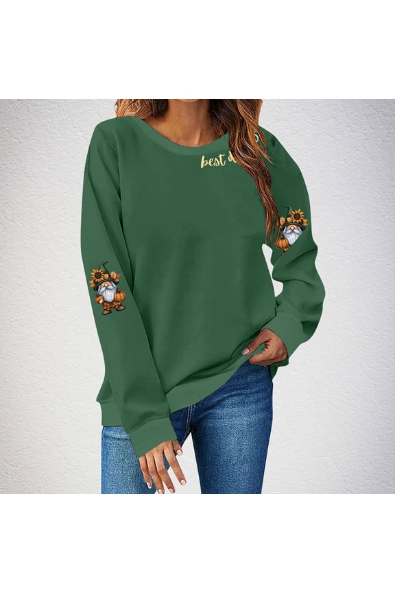 Women's Thanksgiving Sweatshirts Funny Turkey Pumpkin Graphic Sweatshirt Comfy Long Sleeve Gifts Shirts Round Neck Dressy Casual Pullover Tops
