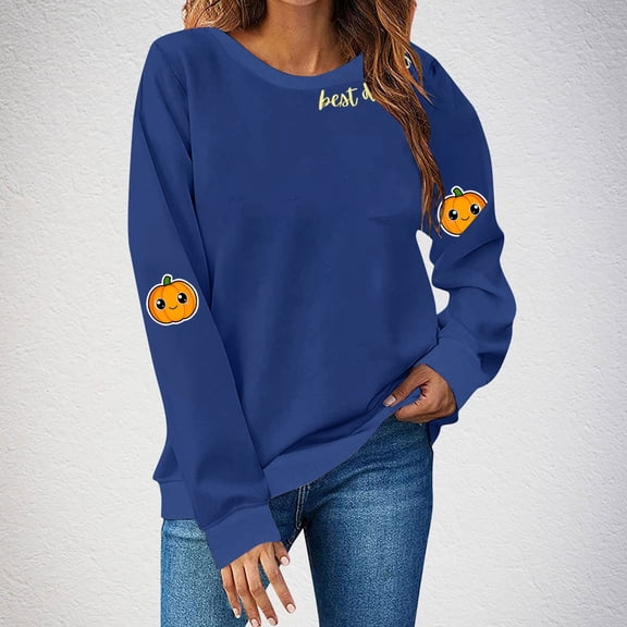 Inverlee Women's Thanksgiving Sweatshirts Plus Size Turkey Pumpkin Graphic Sweatshirt Trendy Long Sleeve Loose Fit Shirts Round Neck Holiday Pullover Tops