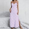 thumbnail image 1 of Inverlee Women's V-Neck Spaghetti Strap Maxi Dress Satin Summer Slip Nightgowns Polka Dot Print Sleeveless Side Split Dress, 1 of 8