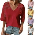 thumbnail image 1 of Inverlee Womens Blouses Dressy Casual Short Sleeve Tops Lace Casual Loose Fit Solid Color Shirts Classic Holiday Tunic Top Summer Fashion, 1 of 7