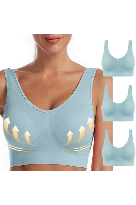 Womens Bras Wirefree Lift T-shirt Bras Seamless Comfy Bralettes Elegant Daily Full Figure Bras Valentines Days Gifts 3 Pack Bras