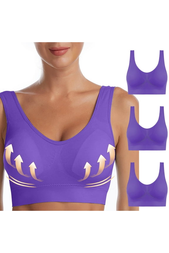 Womens Bras Wirefree Lift T-shirt Bras Seamless Comfy Bralettes Elegant Daily Full Figure Bras Valentines Days Gifts 3 Pack Bras