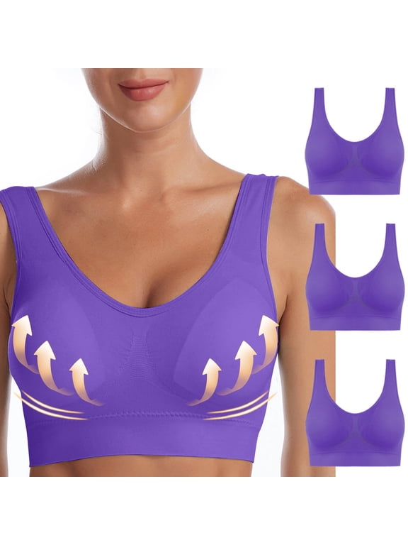 Womens Bras Wirefree Lift T-shirt Bras Seamless Comfy Bralettes Elegant Daily Full Figure Bras Valentines Days Gifts 3 Pack Bras