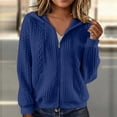 thumbnail image 1 of Inverlee Womens Full Zip Hooded Cardigan Ribbed Cuffs Side Pockets Long Sleeve Sweatshirts Casual Outerwear Loungewear Tops, 1 of 8