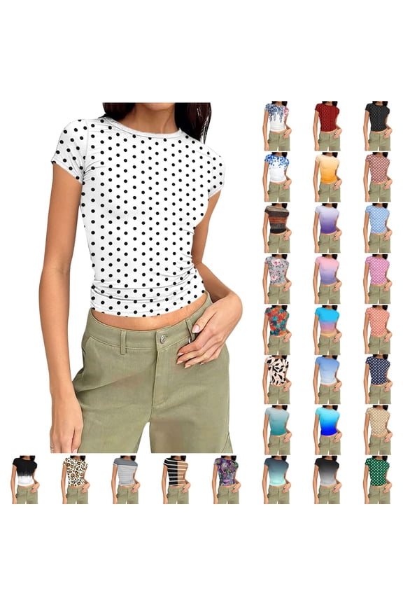 Womens Cap Sleeve Tops Crewneck Watercolor Leaf Printed Crop Tees Boho Casual Fitted Blouses Navy XXL
