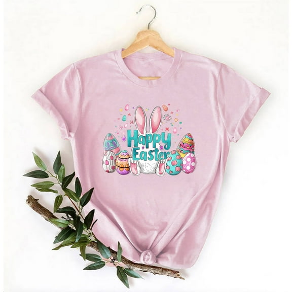 Inverlee Womens Easter Tshirts Funny Rabbits Eggs Graphic Tees Soft Short Sleeve T Shirts Blouses Work Round Neck Gifts Tops