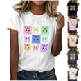 thumbnail image 1 of Inverlee Womens Easter Tshirts Funny Rabbits Eggs Print Tees Loose Fit Short Sleeve T Shirts Blouses Work Round Neck Tunic Tops, 1 of 5