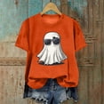 thumbnail image 1 of Inverlee Womens Halloween Shirts Cute Pumpkin Ghost Graphic Tees Work Crewneck T-shirt Short Sleeve Tunic Blouse Tops Halloween Costumes, 1 of 3
