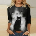 thumbnail image 1 of Inverlee Womens Halloween Shirts Funny Pumpkin Ghost Graphic Tees Loose Fit Crewneck T-shirt 3/4 Sleeve Tunic Blouse Tops Halloween Clothes, 1 of 5