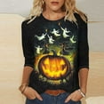 thumbnail image 1 of Inverlee Womens Halloween Shirts Funny Pumpkin Ghost Print Tees Work Crewneck T-shirt 3/4 Sleeve Dressy Casual Blouse Tops Halloween Gifts, 1 of 5