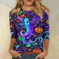 thumbnail image 1 of Inverlee Womens Halloween Shirts Plus Size Pumpkin Ghost Graphic Tees Classic Crewneck T-shirt 3/4 Sleeve Dressy Casual Blouse Tops Halloween Clothes, 1 of 5