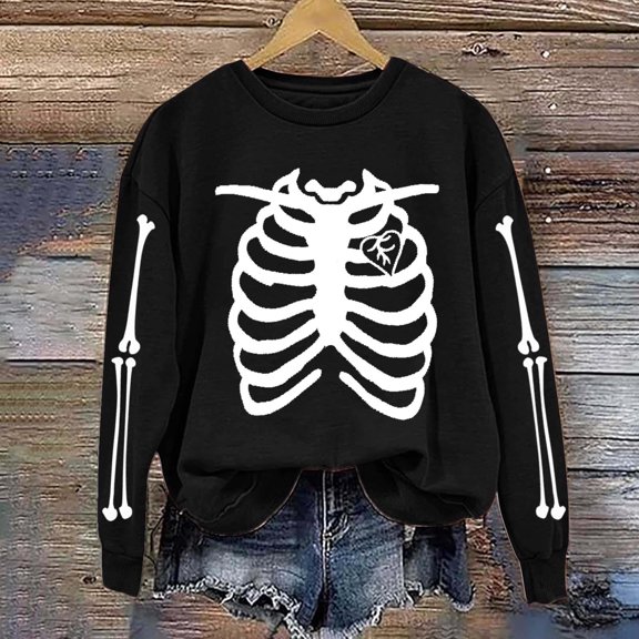 Inverlee Womens Halloween Sweatshirts Funny Pumpkin Ghost Graphic T-shirt Classic Crewneck Sweatshirt Long Sleeve Dressy Casual Pullover Tops Halloween Party Supplies