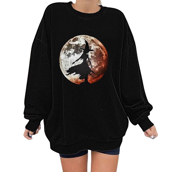 Inverlee Womens Halloween Sweatshirts Funny Pumpkin Ghost Graphic T-shirt Classic Crewneck Sweatshirt Long Sleeve Holiday Pullover Tops Halloween Clothes