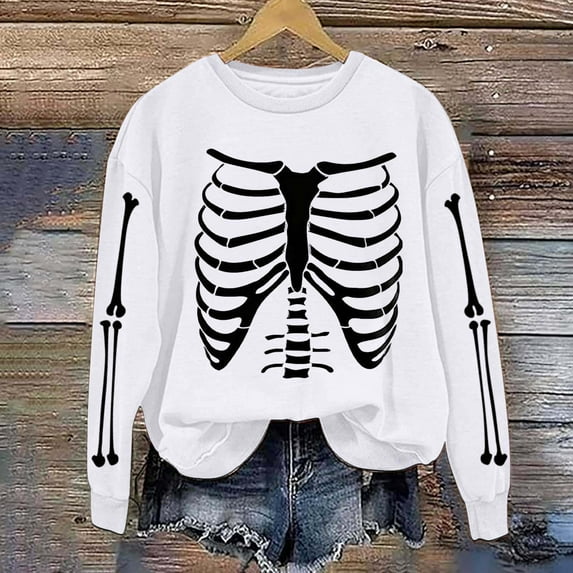 Inverlee Womens Halloween Sweatshirts Funny Pumpkin Ghost Graphic T-shirt Work Round Neck Sweatshirt Long Sleeve Holiday Pullover Tops Halloween Costumes
