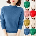 thumbnail image 1 of Inverlee Womens Mock Turtleneck Long Sleeve Plain Ribbed Hem Pullover Smooth Soft Knit for Everyday Wear Blouse Elegant Relaxed Fit Autumn Winter Layering SweaterS-XXXL, 1 of 9