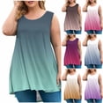 thumbnail image 1 of Inverlee Womens Plus Size Gradient Color Tanks with Ruffle Hem Summer Trendy Loose Fit Breathable Crewneck Cami Tops Dressy Casual Comfort Stretchy Sleeveless Blouse, 1 of 5