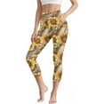 thumbnail image 1 of Inverlee Womens Plus Size High Waist Capri Leggings Stretchy Tummy Control Yoga Pants Trendy Casual Sunflower Pring Athletic Bottoms with Pockets, 1 of 8