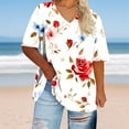 thumbnail image 1 of Inverlee Womens Plus Size Relax Fit Short Sleeve Tops Summer Breathable Stretchy V Neck Blouse Dressy Casual Soft Comfort Shirts, 1 of 4