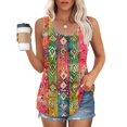 thumbnail image 1 of Inverlee Womens Plus Size Tank Tops Summer Trendy Boho Floral Print Sleeveless Tops Casual Loose Fit Crewneck Cami Blouse with Front Pleated, 1 of 5