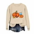 thumbnail image 1 of Inverlee Womens Thanksgiving Sweatshirts Cute Turkey Pumpkin Graphic Sweatshirt Fall Long Sleeve Gifts Shirts Round Neck Dressy Casual Pullover Tops, 1 of 3