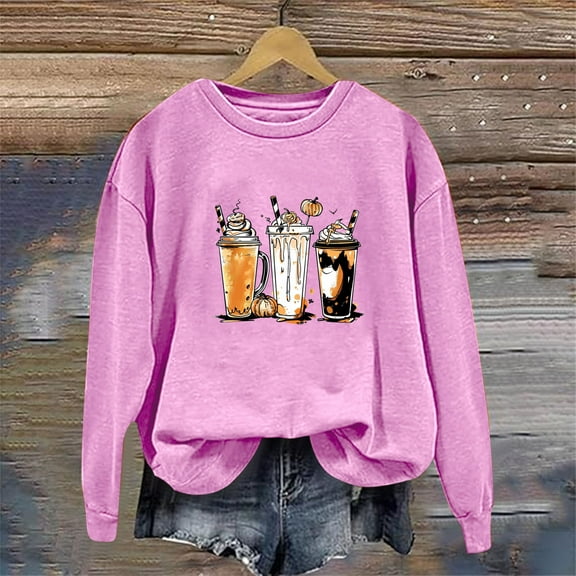 Inverlee Womens Thanksgiving Sweatshirts Funny Turkey Pumpkin Print Sweatshirt Fall Long Sleeve Work Shirts Crewneck Tunic Pullover Tops