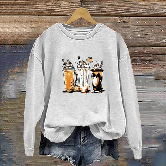 Inverlee Womens Thanksgiving Sweatshirts Funny Turkey Pumpkin Print Sweatshirt Fall Long Sleeve Work Shirts Crewneck Tunic Pullover Tops