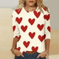 thumbnail image 1 of Inverlee Womens Valentines Day Shirts Sweet Love Heart Graphic Tees Soft 3/4 Sleeve Blouse Crewneck Dressy Casual T-shirt Tops Womens Fashion, 1 of 5