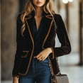 thumbnail image 1 of Inverlee Womens Velvet Elegant Long Sleeve Blazer Fall Fitted V Neck Coat Dressy Notch Lapel Jacket with Pocket, 1 of 8