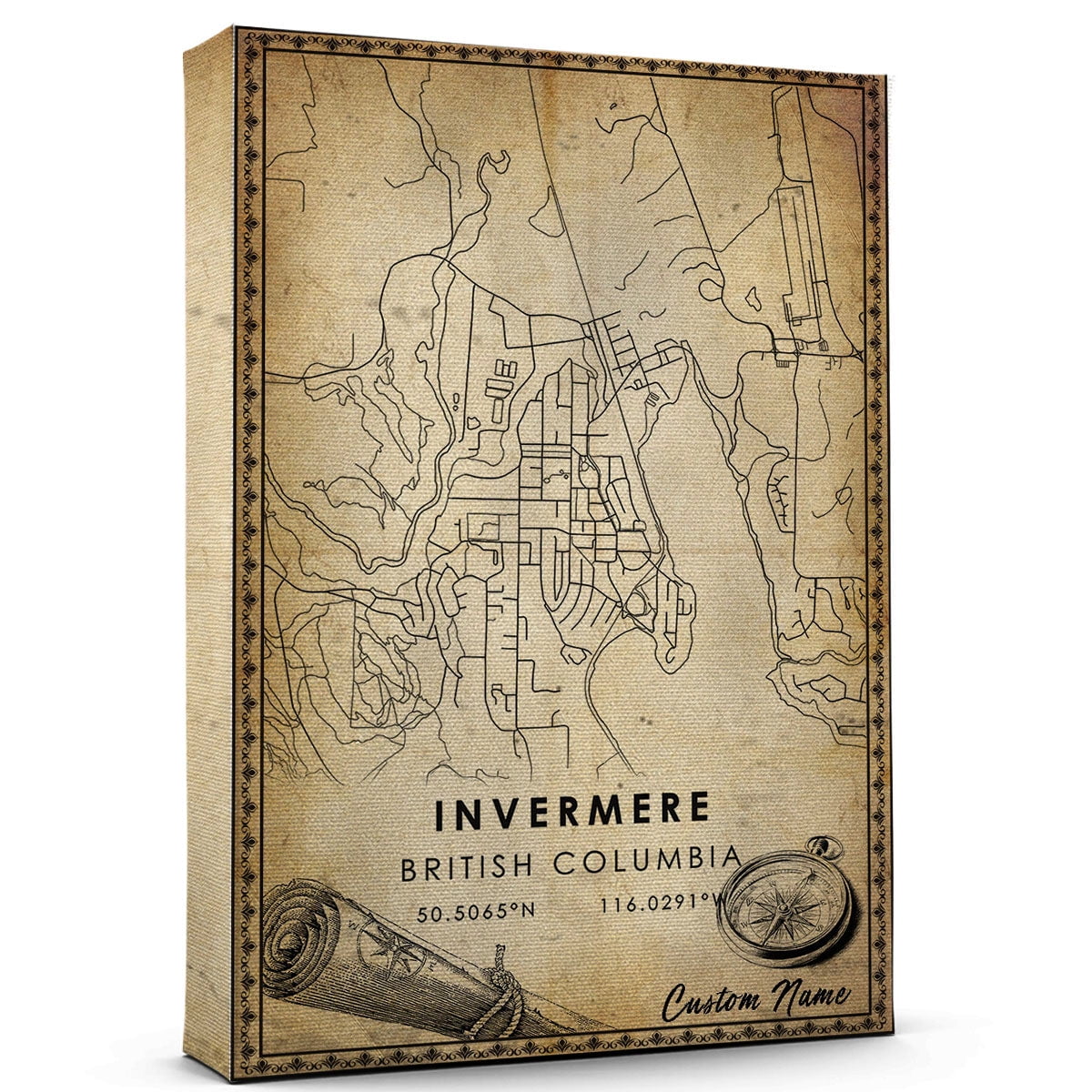 Invermere Map Poster,British Columbia Map Art Poster, Canvas, Invermere ...