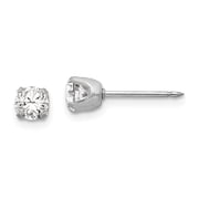 Inverness 14k White Gold 4.25mm CZ Post Piercing Earrings