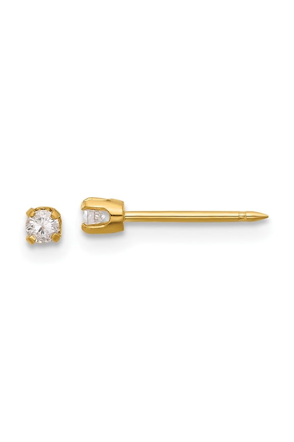 14K Polished 2.5mm .10ct Diamond Stud Post Piercing Earrings