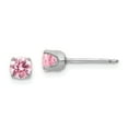 thumbnail image 1 of Inverness 14k White Gold 5mm Pink CZ Earrings, 1 of 3