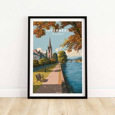 Inverness Autumn Riverside Path View Print Scottish Travel Wall Art