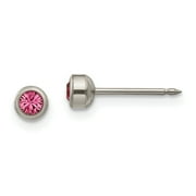 Inverness Titanium 4mm Rose Crystal Bezel Post Piercing Earrings