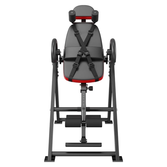 Inversion Table 300 lbs Capacity Heavy Duty Back Stretcher Decompression Machine with Adjustable Headrest Ankle Lock Protective Belt for Strength Training Red Black