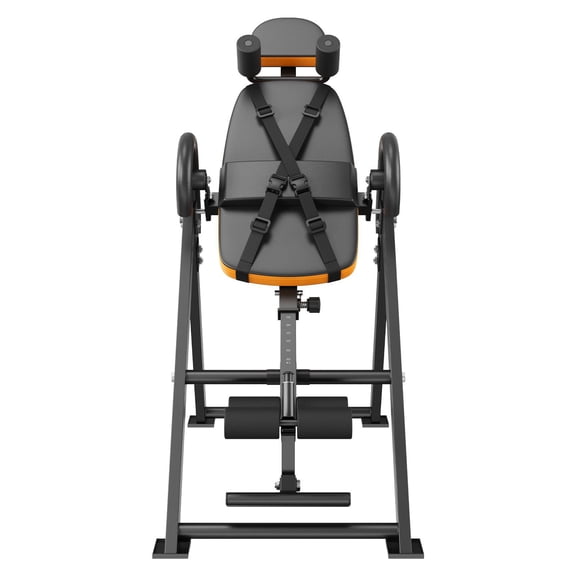 Inversion Table, 300lbs Capacity Heavy Duty Inversion Table, Decompression Back Stretcher Machine, Strength Training Equipment with Headrest, Ankle Lock, Adjustable Protective Belt, Orange/Black