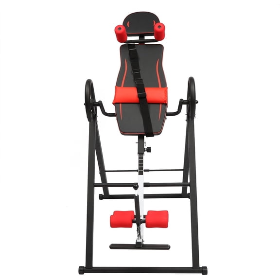Inversion Table Heavy Duty Spine Decompressor Back Stretcher with Extended Ankle Lock Handle Inversion Table for Back Pain Home Gym & Office Back Pain Relief Kit (Red)