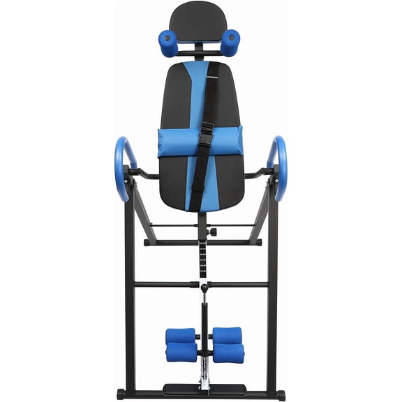 Inversion Table, Heavy Duty Spine Decompressor, Back Stretcher with Extended Ankle Lock Handle, Inversion Tables for Back Pain for Home, Gym & Office, Back Pain Relief Kit (Blue)