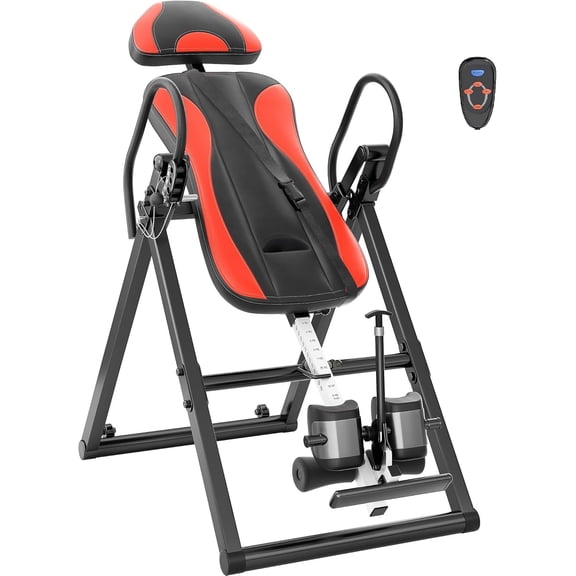 Inversion Table Massage & Heat Inversion Table 2025 New Inversion Table for Back Pain Relief Equipment w/Remote Control, Reversible Ankle Holders, Heavy Duty up to 320lbs