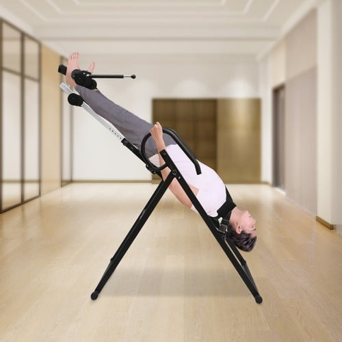 Inversion Table, Stretching Inversion Table, Black, Thick Shoulder Pads, Safety Lock, Easy Install, for Home, Back Stretching, Spinal Decompression, Fitness Training