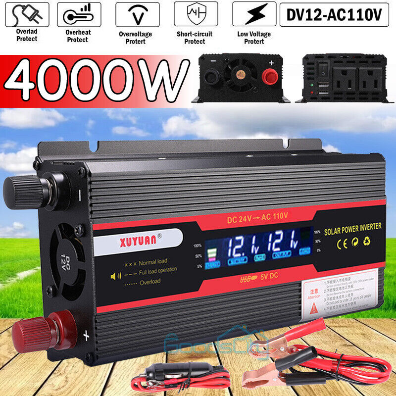Inversor Para Carro Auto Cargador Convertidor De Corriente 6000W 12V a 110V USB