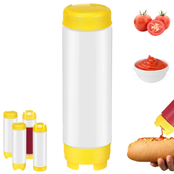 Inverted Condiment Squeeze Bottle 20 oz Leak-Proof Sauce Dispenser Plastic Ketchup Mustard Syrup Bottle Self-Sealing Valve Kitchen Restaurant Red 1PC,squeeze bottles for sauces
