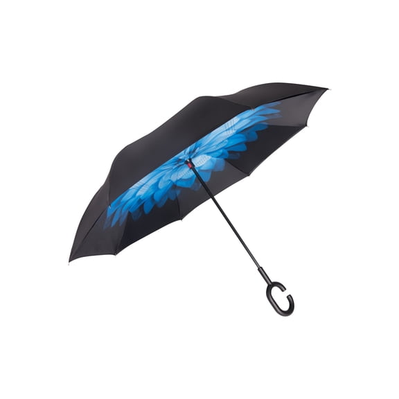 Inverted Reverse Umbrella with C-Shaped Handle, Double Layer Windproof UV Protection Floral Pattern Design, Creative Hands-Free Upside Down Umbrella for Women And Men & Outdoor Use