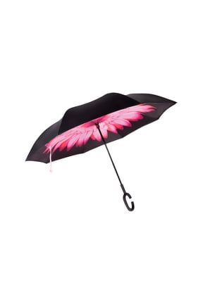 Inverted Reverse Umbrella with C-Shaped Handle, Double Layer Windproof UV Protection Floral Pattern Design, Creative Hands-Free Upside Down Umbrella for Women And Men & Outdoor Use