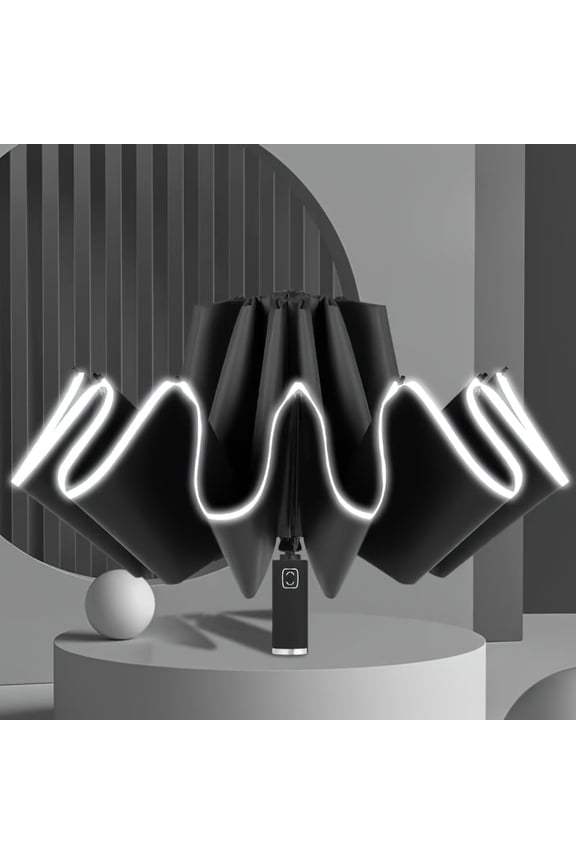 Inverted Travel Portable Windproof Umbrella with Reflective Stripe Automatic Open and Close Reverse Folding Umbrella Sun UV Protection Umbrella for Men and Women