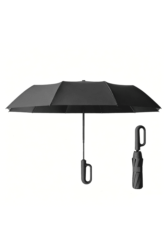 Inverted Umbrella with Carabiner Handle, Compact Wind Proof Umbrellas For Rain and Sun Protection, Portable Reverse Folding Umbrella, Car Umbrella for Women Men, 10 Ribs
