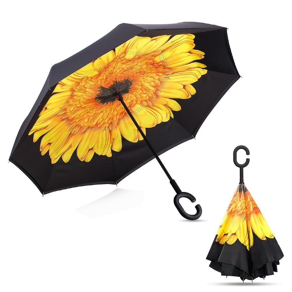 Inverted Umbrella,Windproof Reverse Umbrella, Umbrellas for Women, UV Protection, Upside Down Umbrella C-Handle P10