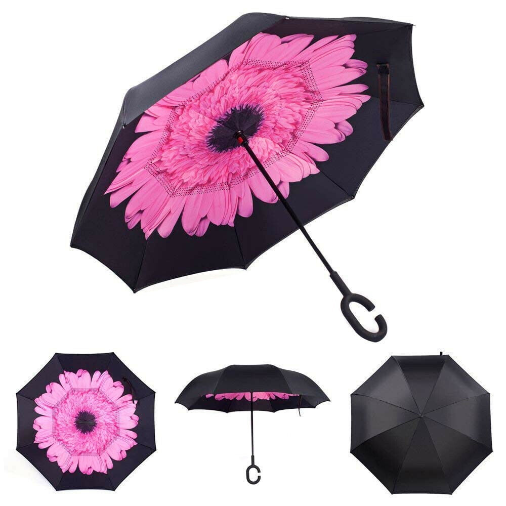 Inverted Umbrella,Windproof Reverse Umbrella, Umbrellas for Women, UV Protection, Upside Down Umbrella C-Handle P5