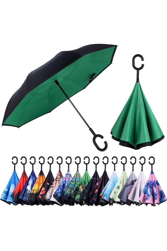 Inverted Umbrella,Windproof Reverse Umbrellas for Rain with Reversible Inside-Out Design Large Upside Down Umbrella for Women & Men with C-shaped Handle